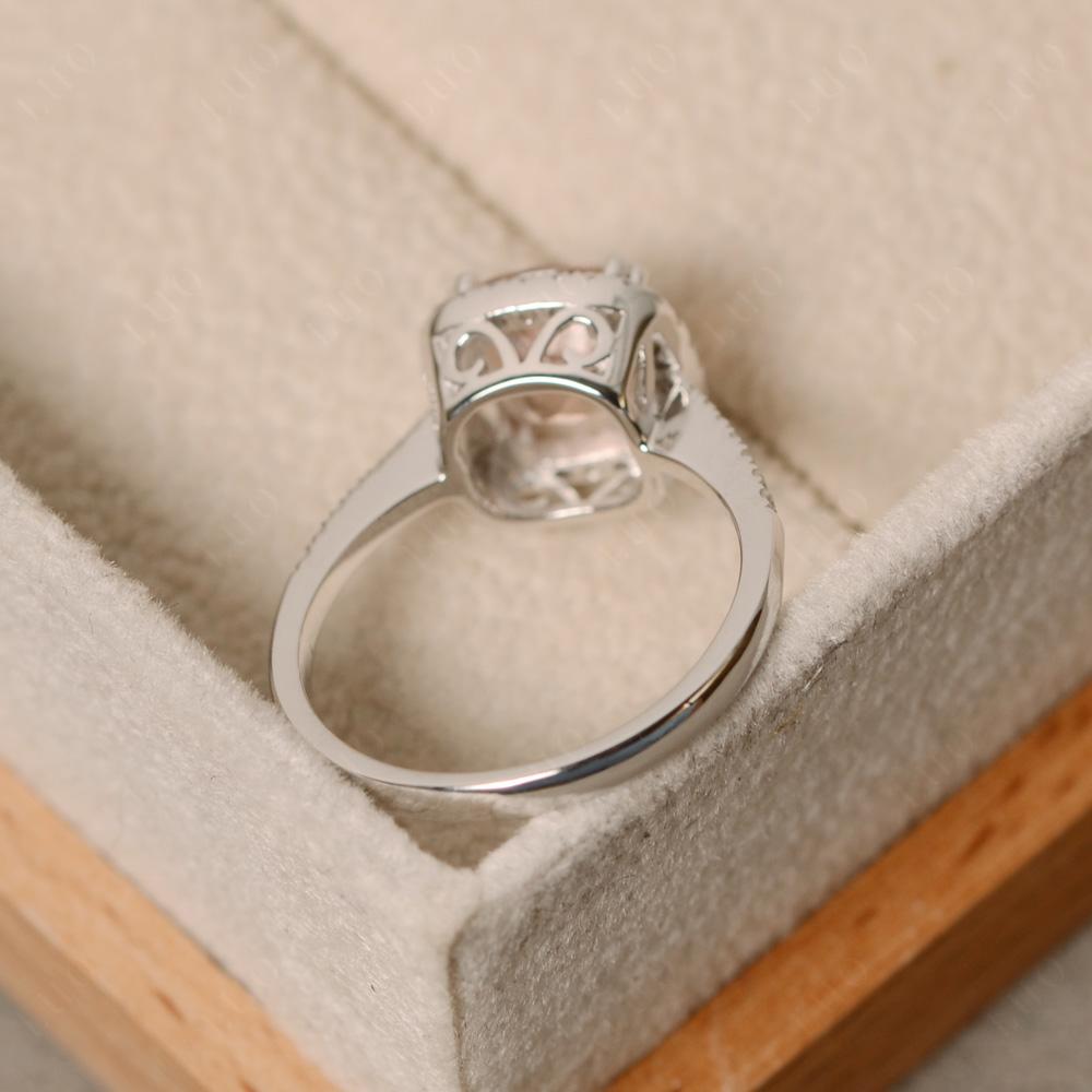 Cushion Cut Morganite Halo Ring - LUO Jewelry
