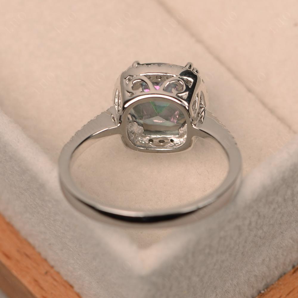 Cushion Cut Mystic Topaz Halo Ring - LUO Jewelry