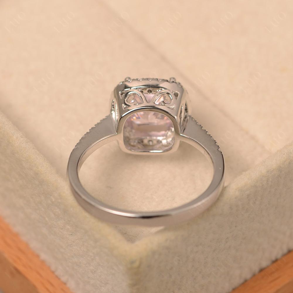 Cushion Cut Pink Cubic Zirconia Halo Ring - LUO Jewelry