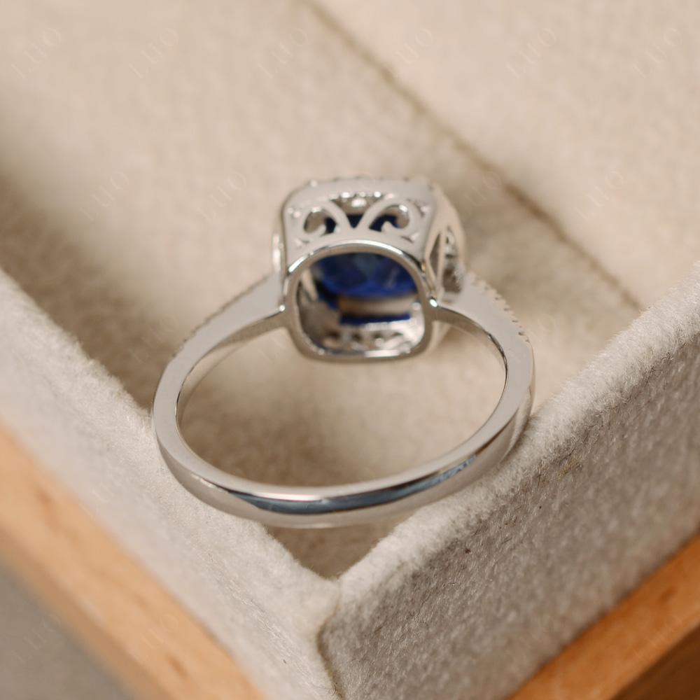 Cushion Cut Sapphire Halo Ring - LUO Jewelry
