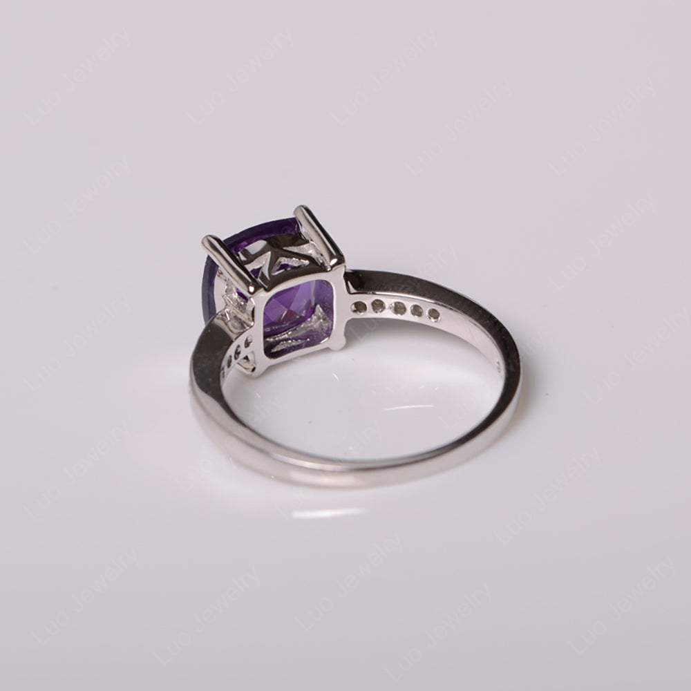 Amethyst Engagement Ring Cushion Cut Gold - LUO Jewelry