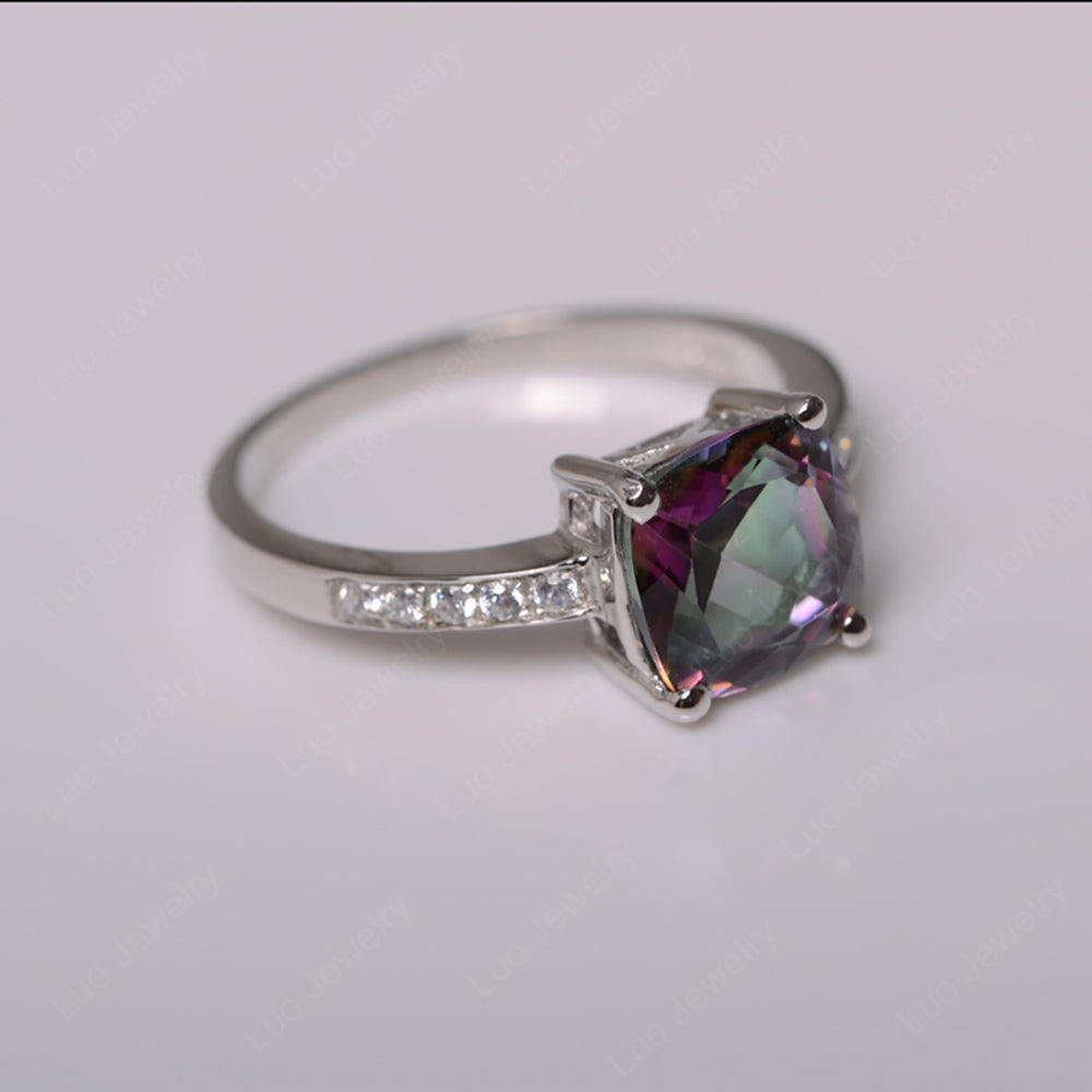 Mystic Topaz Engagement Ring Cushion Cut Gold - LUO Jewelry