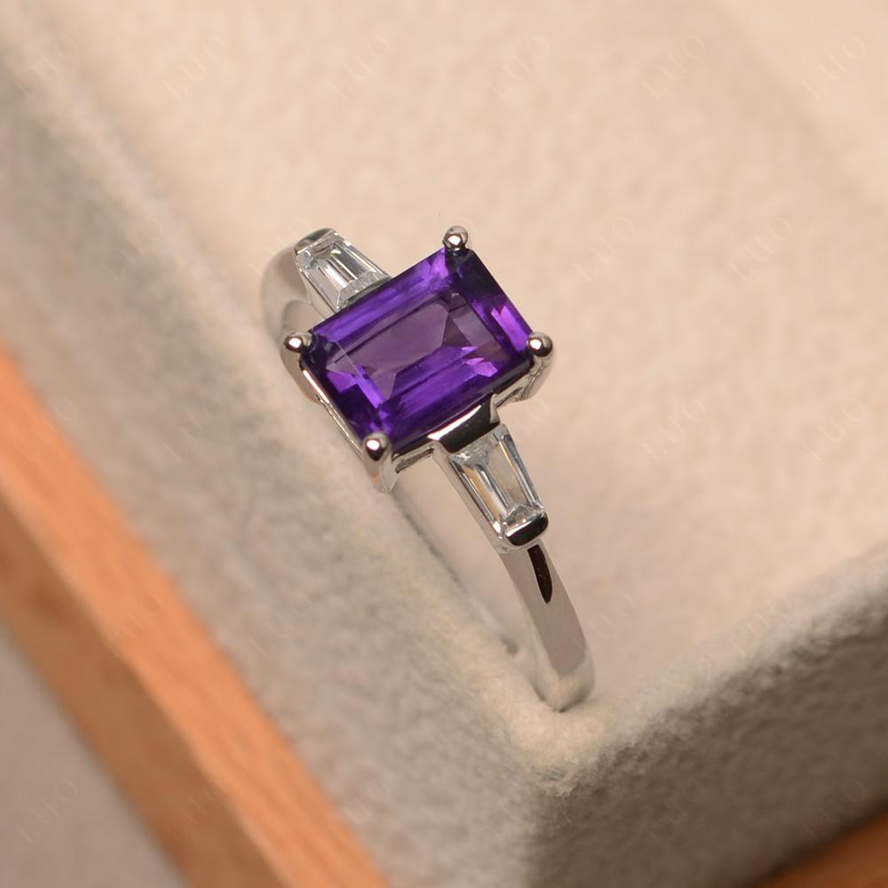 Amethyst Emerald Cut Baguette Ring - LUO Jewelry