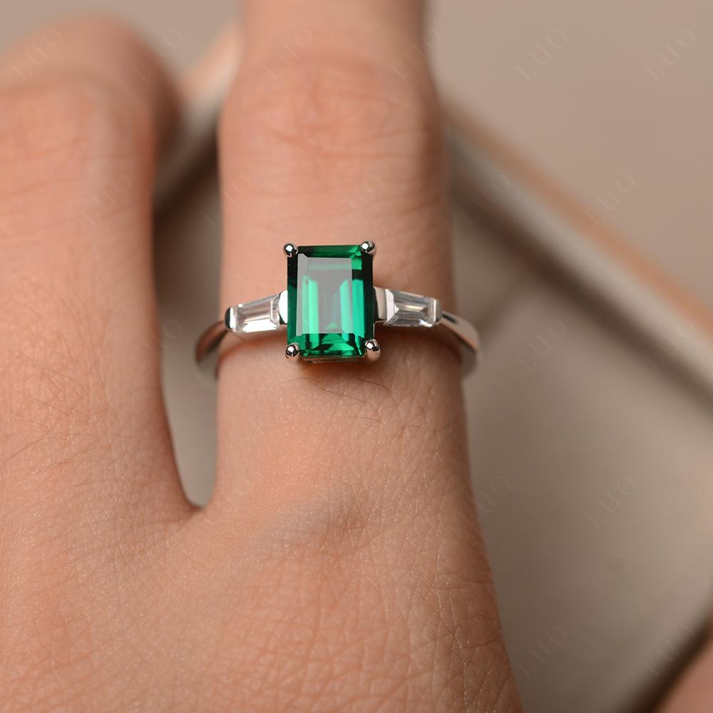 Emerald Emerald Cut Baguette Ring - LUO Jewelry