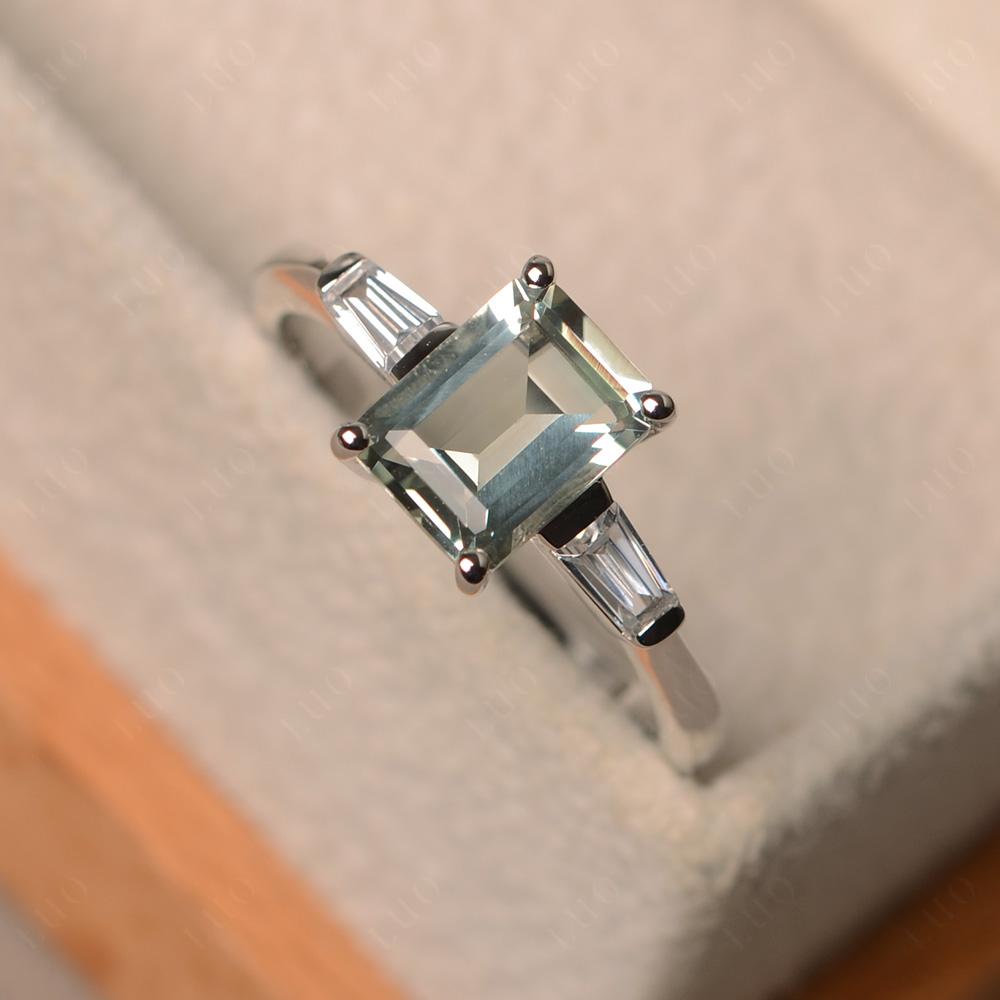 Green Amethyst Emerald Cut Baguette Ring - LUO Jewelry