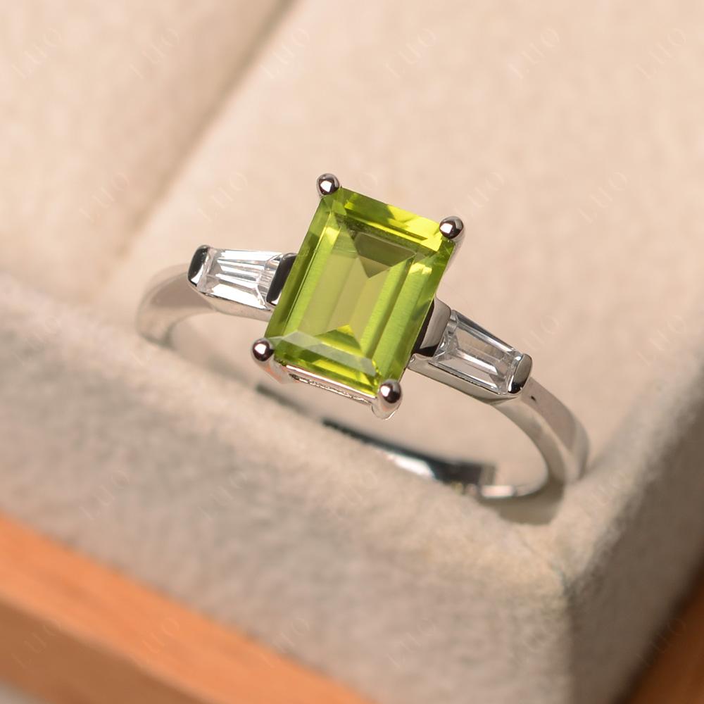 Peridot Tapered Baguette Engagement Ring - LUO Jewelry
