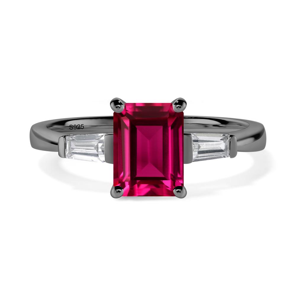 Ruby Tapered Baguette Engagement Ring - LUO Jewelry #metal_black finish sterling silver