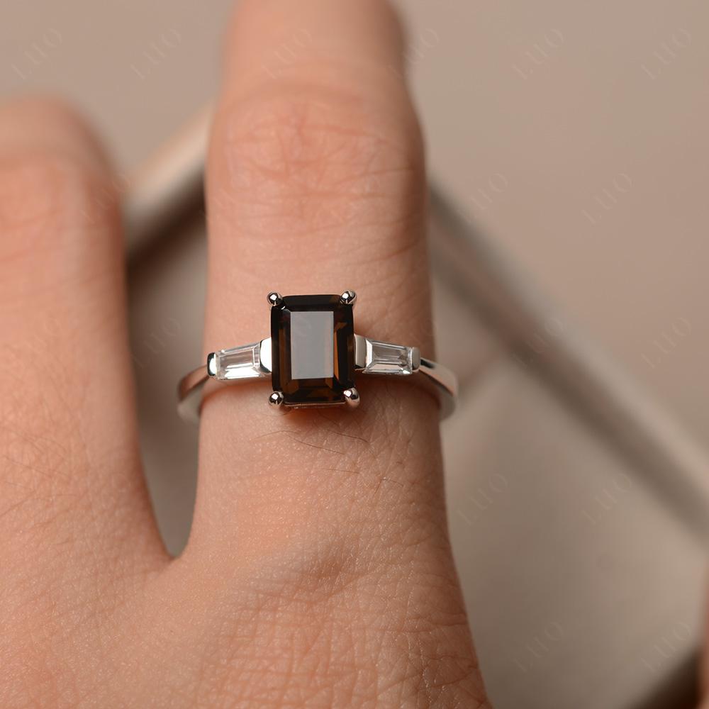 Smoky Quartz Tapered Baguette Engagement Ring - LUO Jewelry