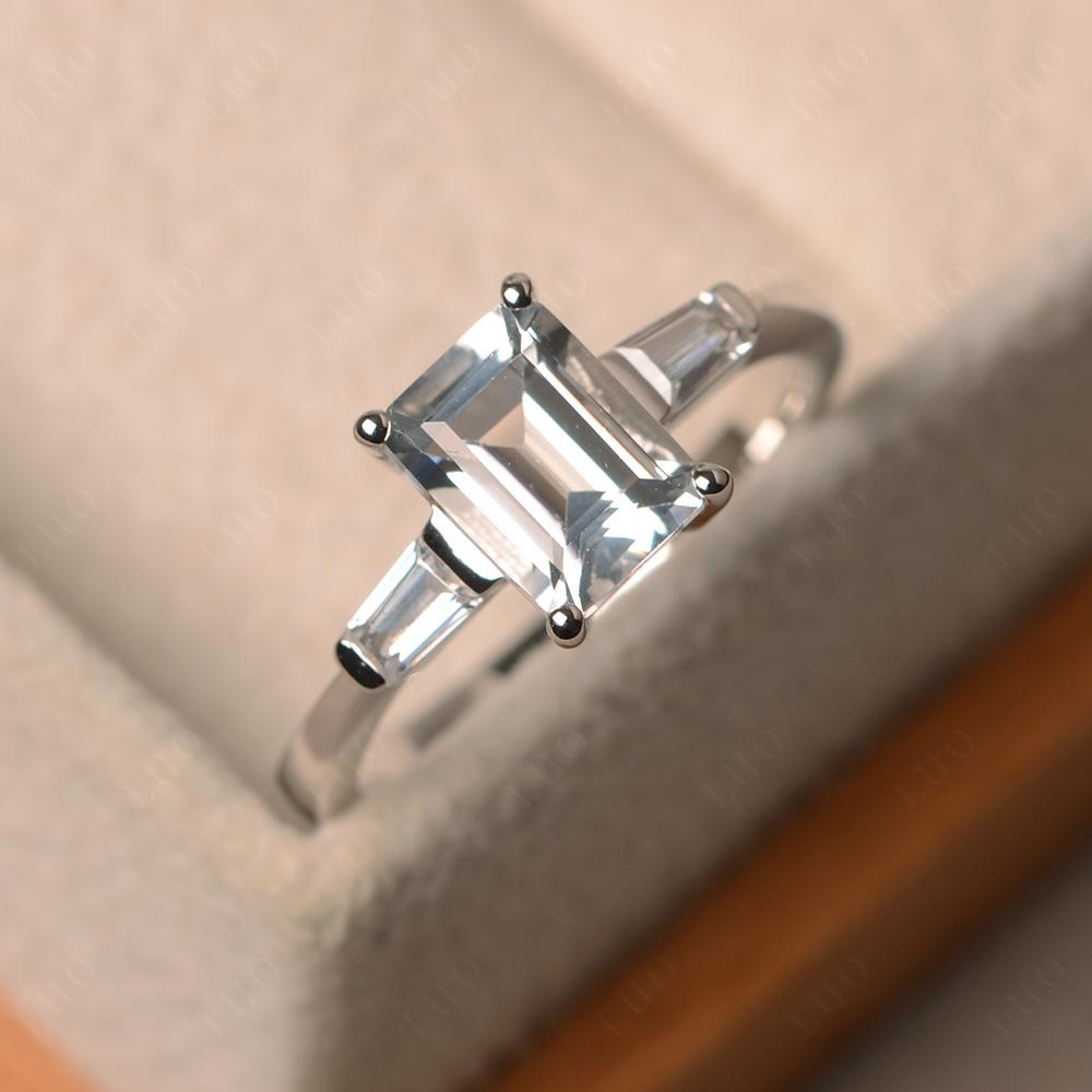White Topaz Tapered Baguette Engagement Ring - LUO Jewelry