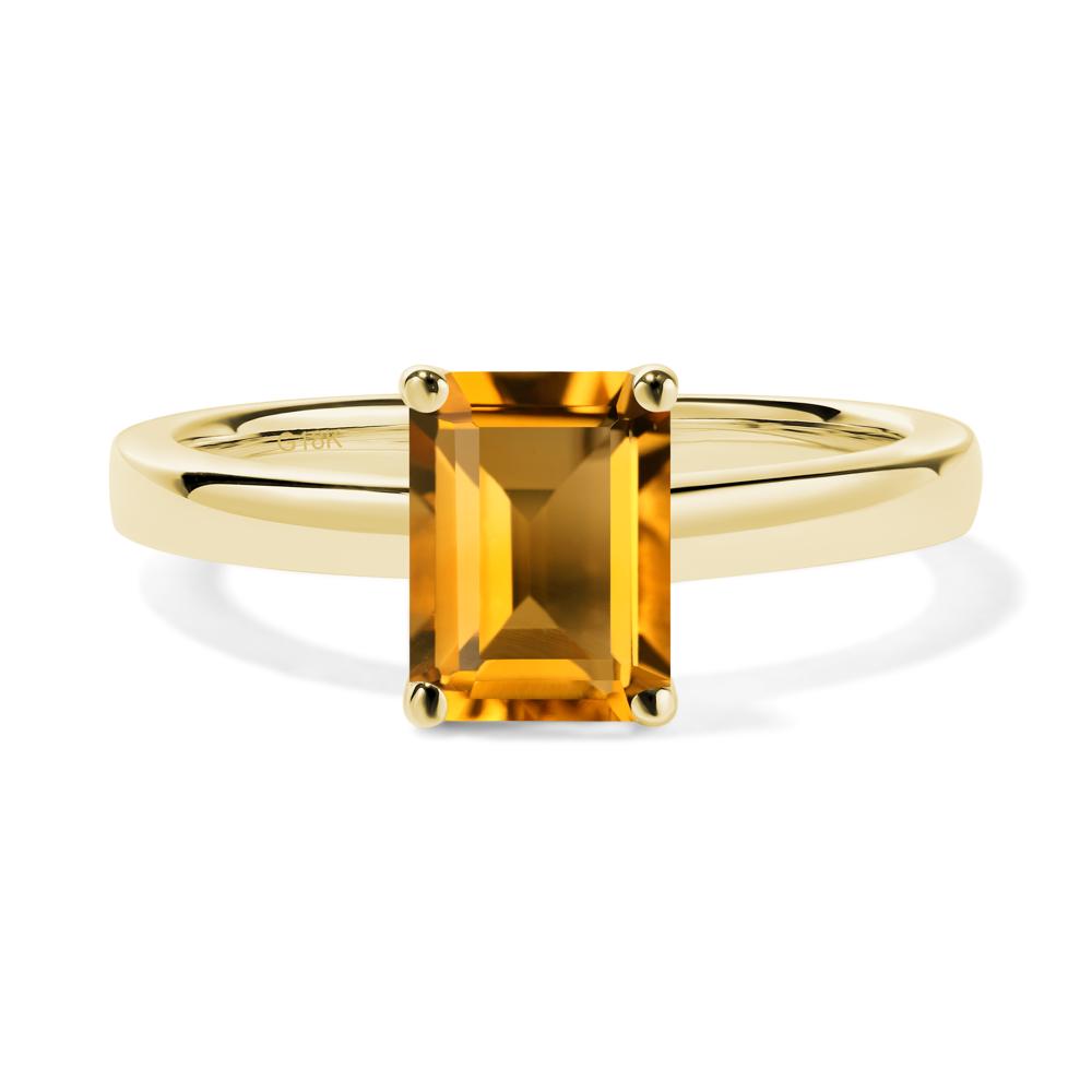 Emerald Cut Citrine Solitaire Ring - LUO Jewelry #metal_18k yellow gold
