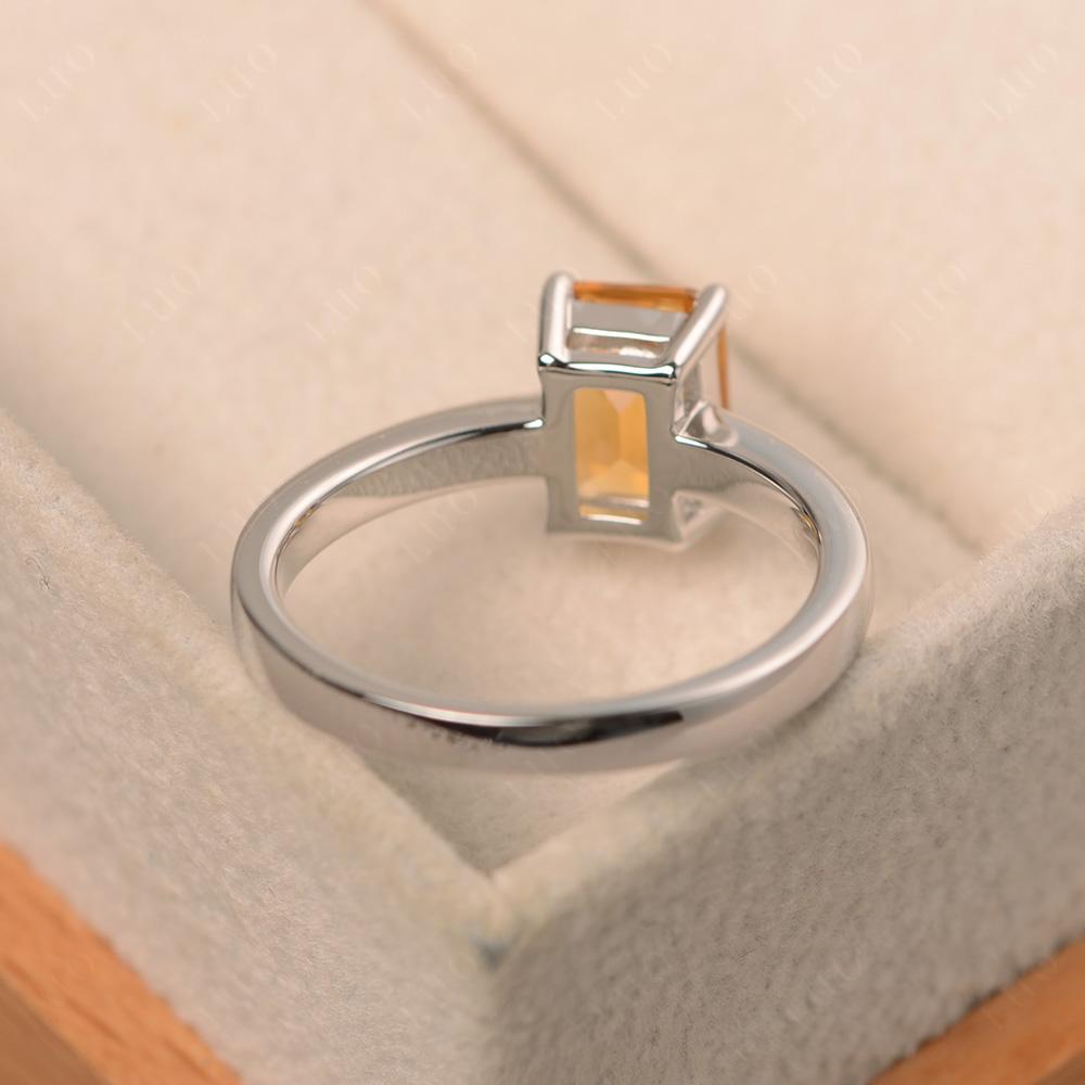 Emerald Cut Citrine Solitaire Ring - LUO Jewelry