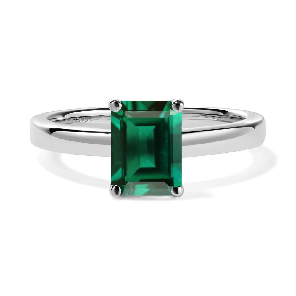 Emerald Plain Band Solitaire Engagement Ring - LUO Jewelry #metal_18k white gold