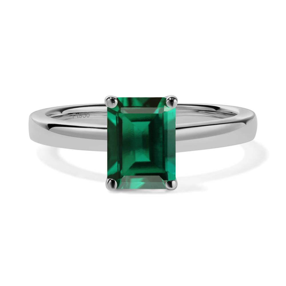 Emerald Plain Band Solitaire Engagement Ring - LUO Jewelry #metal_platinum