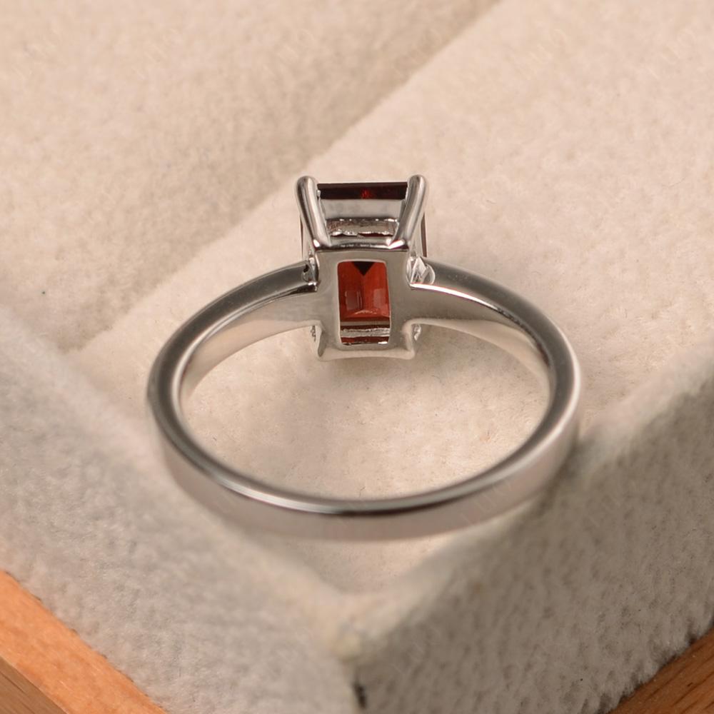 Emerald Cut Garnet Solitaire Ring - LUO Jewelry