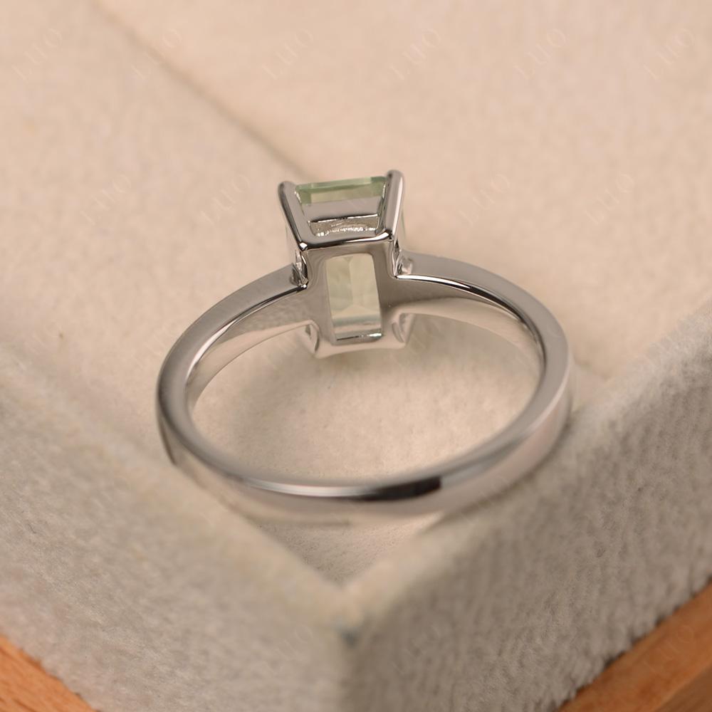 Green Amethyst Plain Band Solitaire Engagement Ring - LUO Jewelry