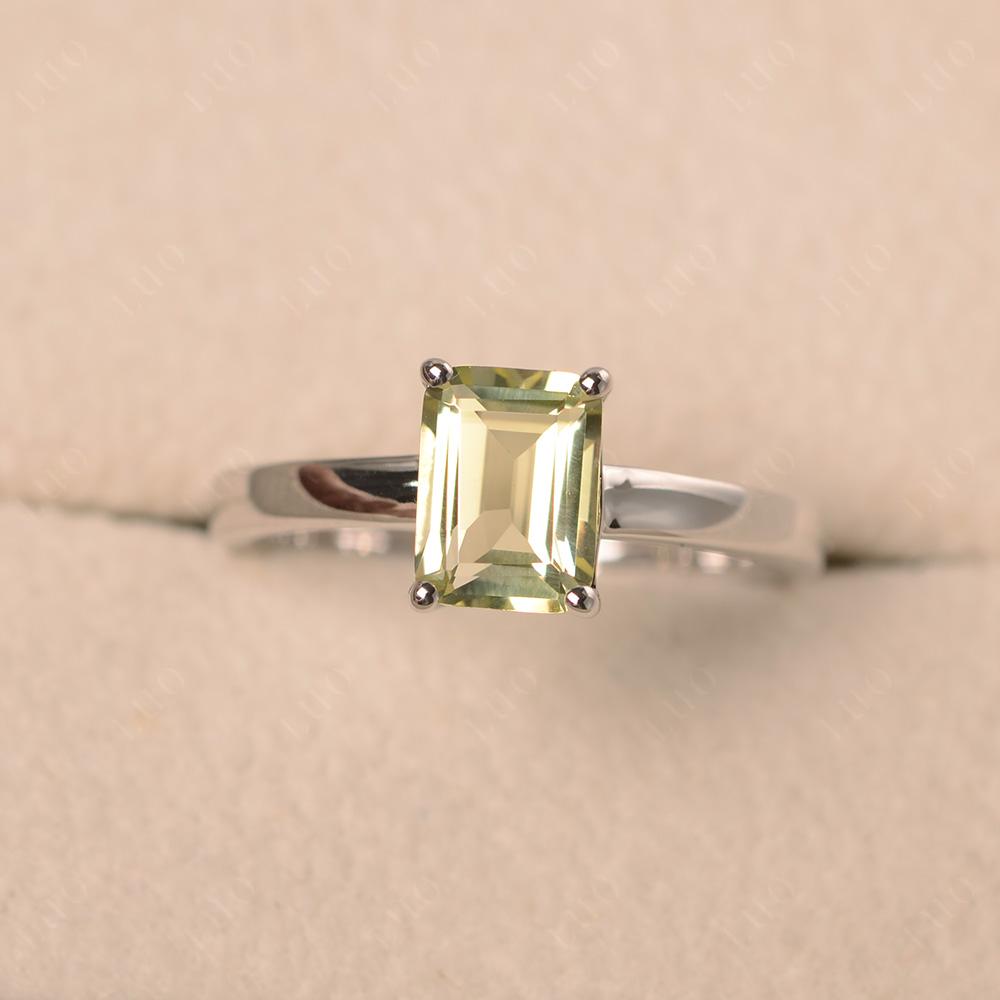 Lemon Quartz Plain Band Solitaire Engagement Ring - LUO Jewelry