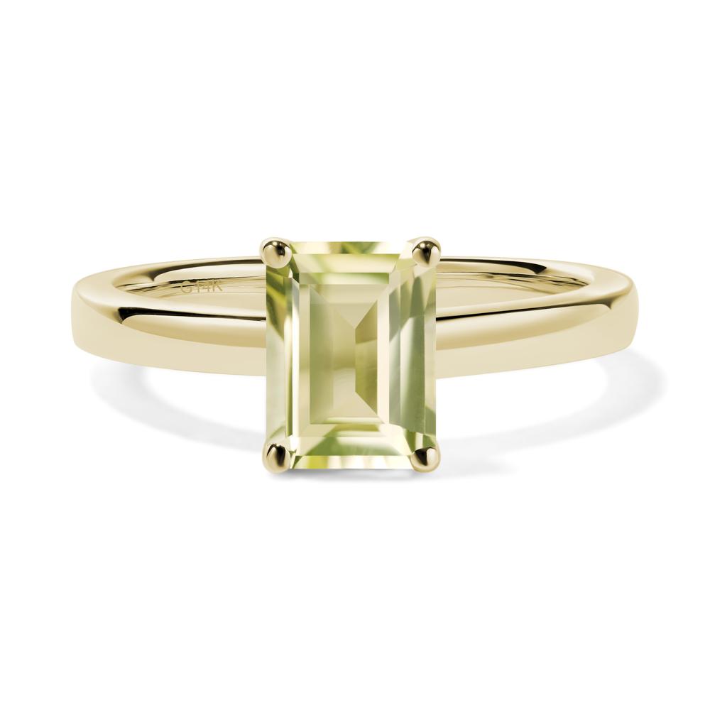 Lemon Quartz Plain Band Solitaire Engagement Ring - LUO Jewelry #metal_14k yellow gold