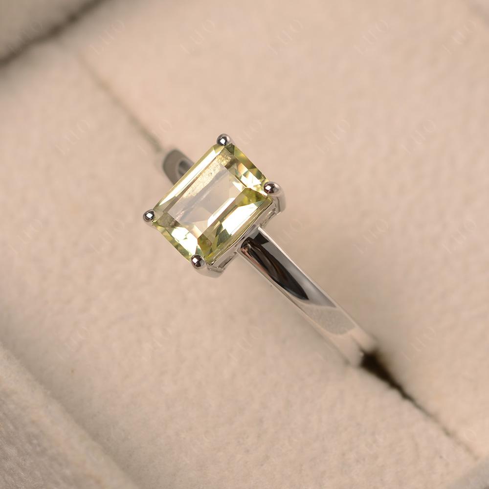 Lemon Quartz Plain Band Solitaire Engagement Ring - LUO Jewelry