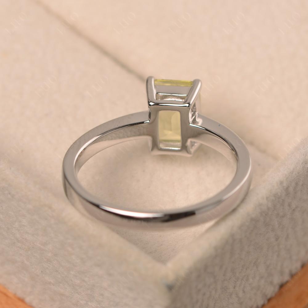 Lemon Quartz Plain Band Solitaire Engagement Ring - LUO Jewelry