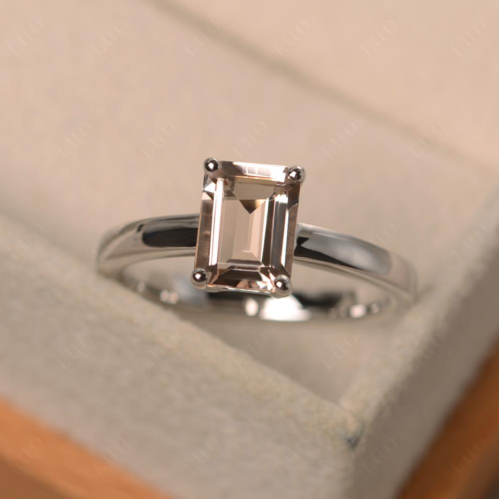 Morganite Plain Band Solitaire Engagement Ring - LUO Jewelry