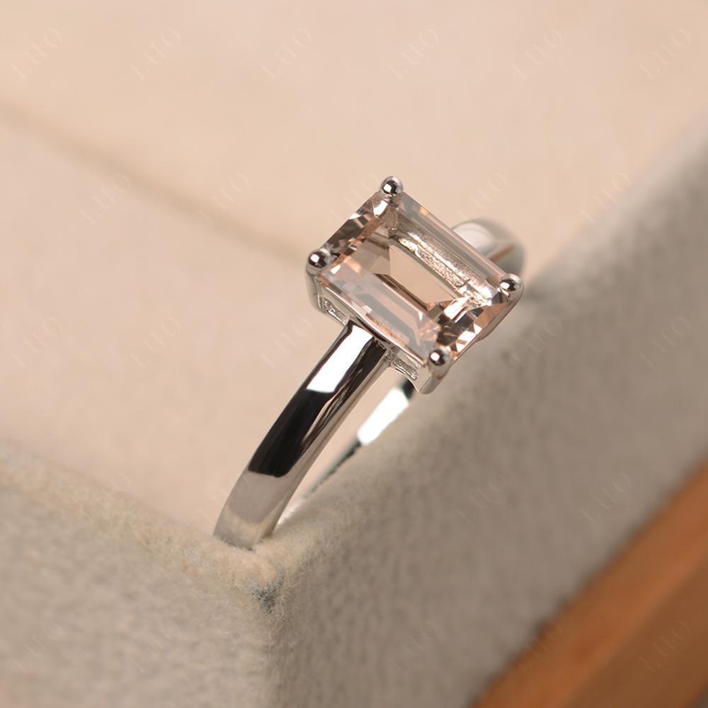 Morganite Plain Band Solitaire Engagement Ring - LUO Jewelry