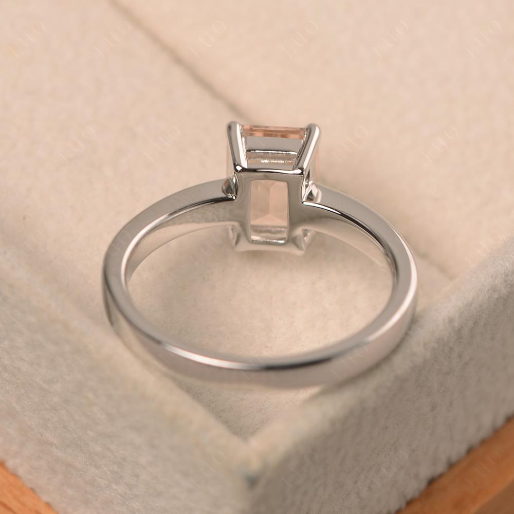 Morganite Plain Band Solitaire Engagement Ring - LUO Jewelry