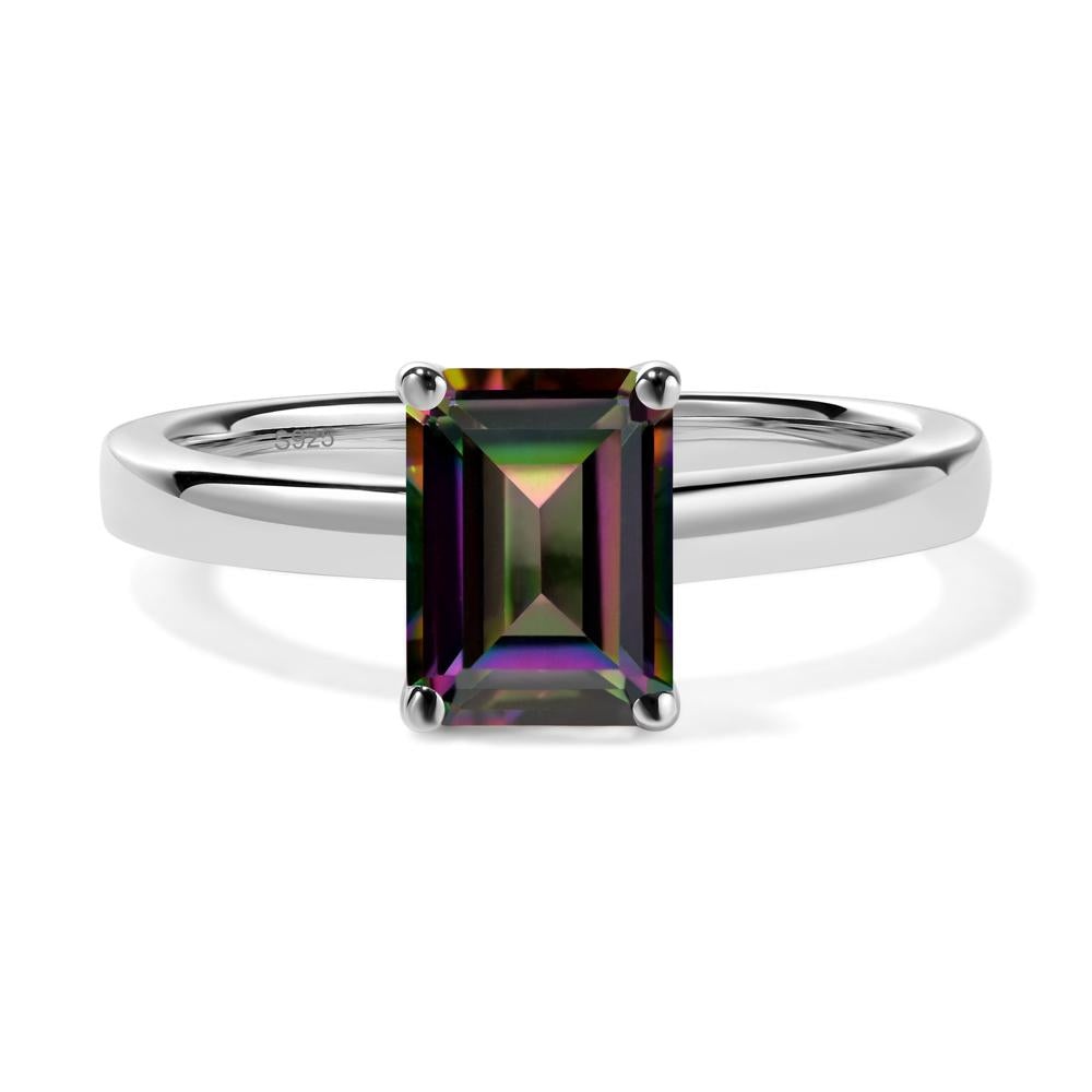 Emerald Cut Mystic Topaz Solitaire Engagement Ring - LUO Jewelry #metal_sterling silver