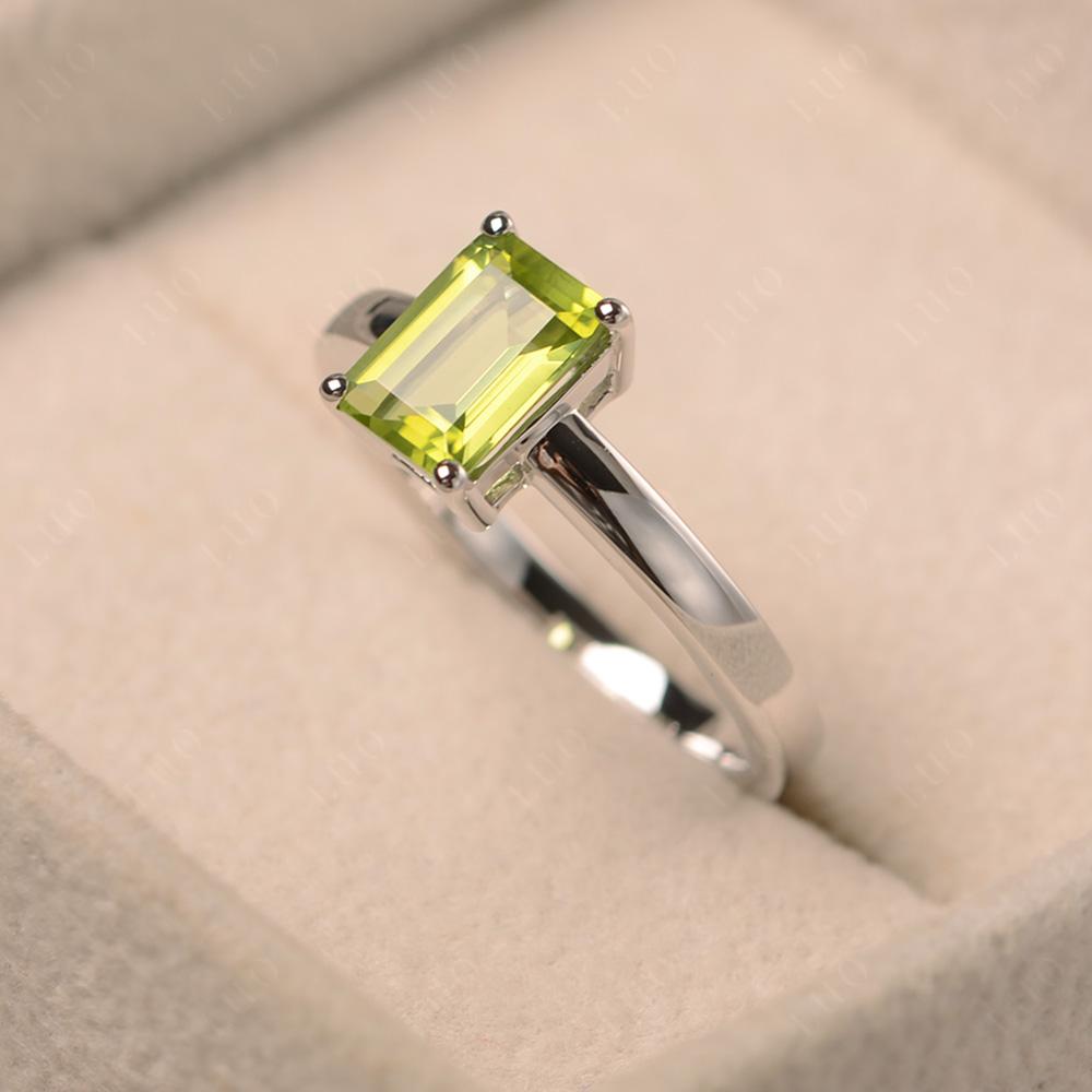 Peridot Plain Band Solitaire Engagement Ring - LUO Jewelry