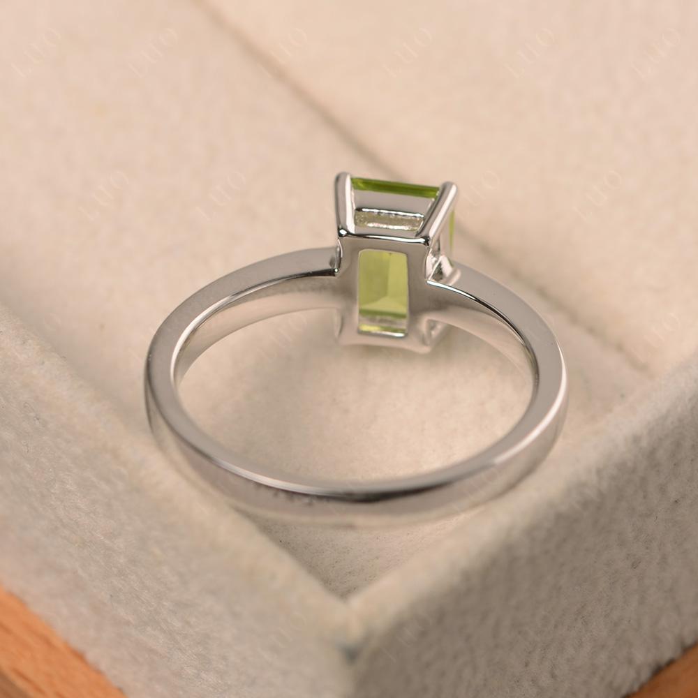 Peridot Plain Band Solitaire Engagement Ring - LUO Jewelry
