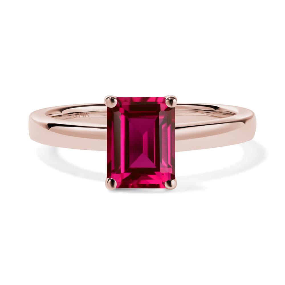 Ruby Plain Band Solitaire Engagement Ring | LUO