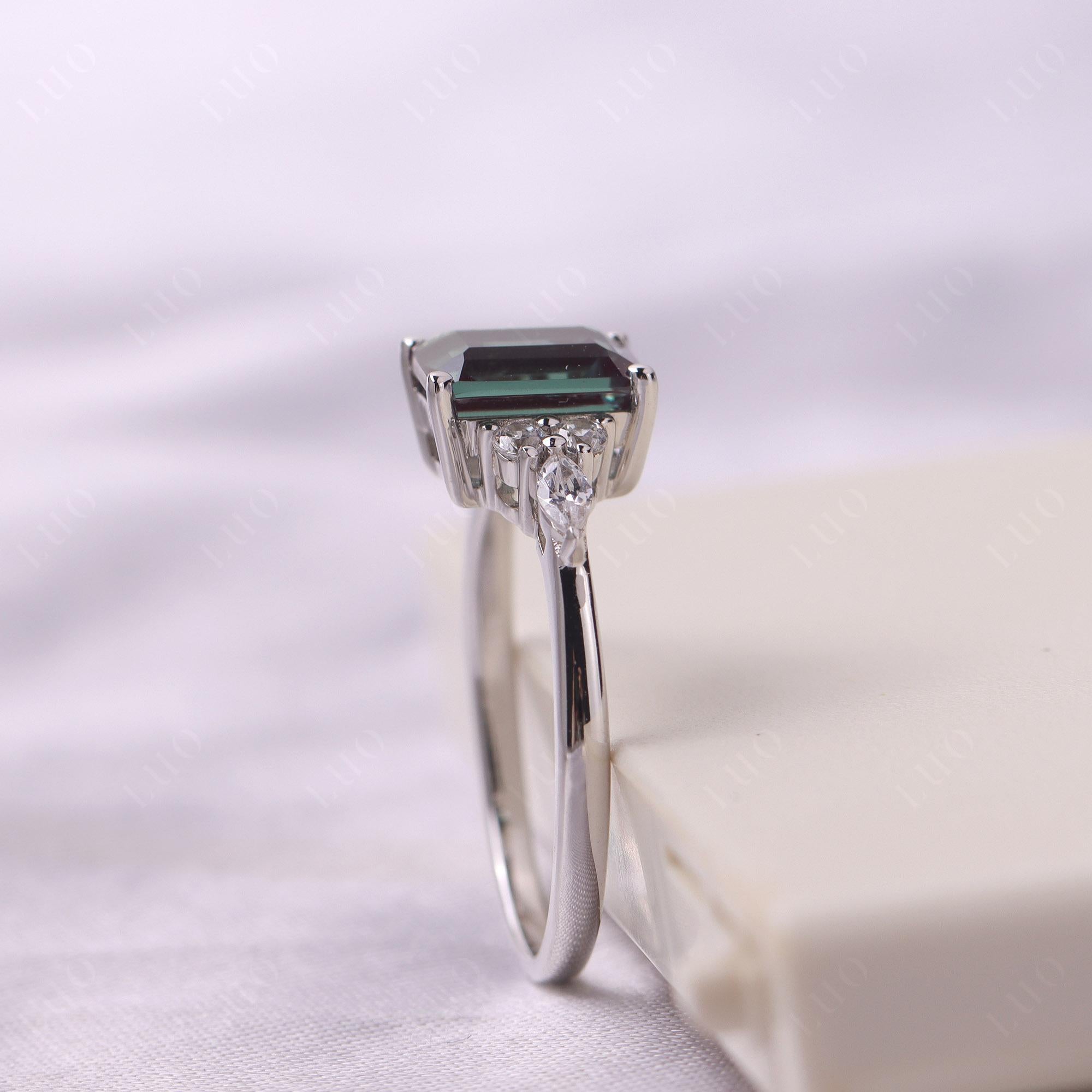 Simple Emerald Cut Alexandrite Ring - LUO Jewelry