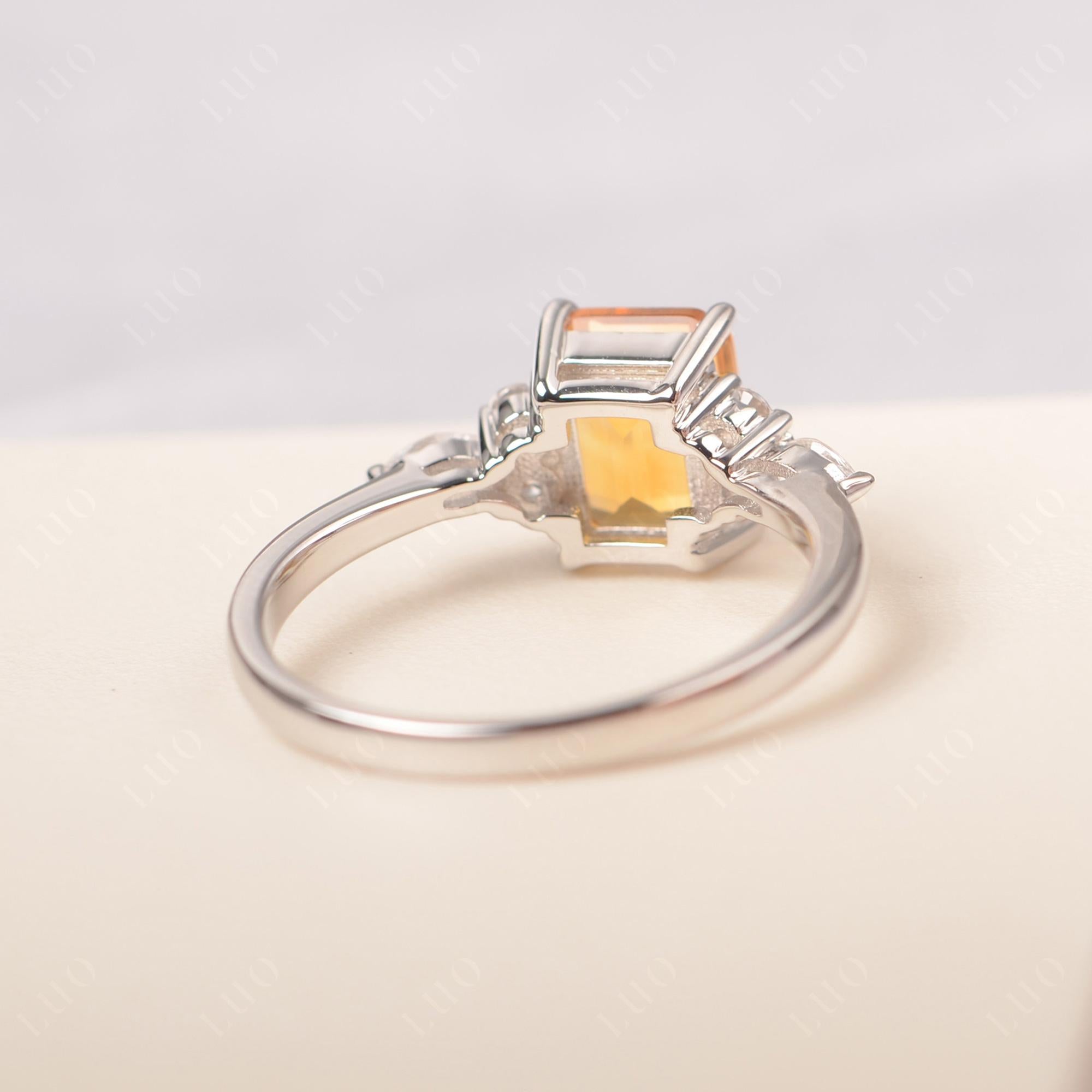 Simple Emerald Cut Citrine Ring - LUO Jewelry