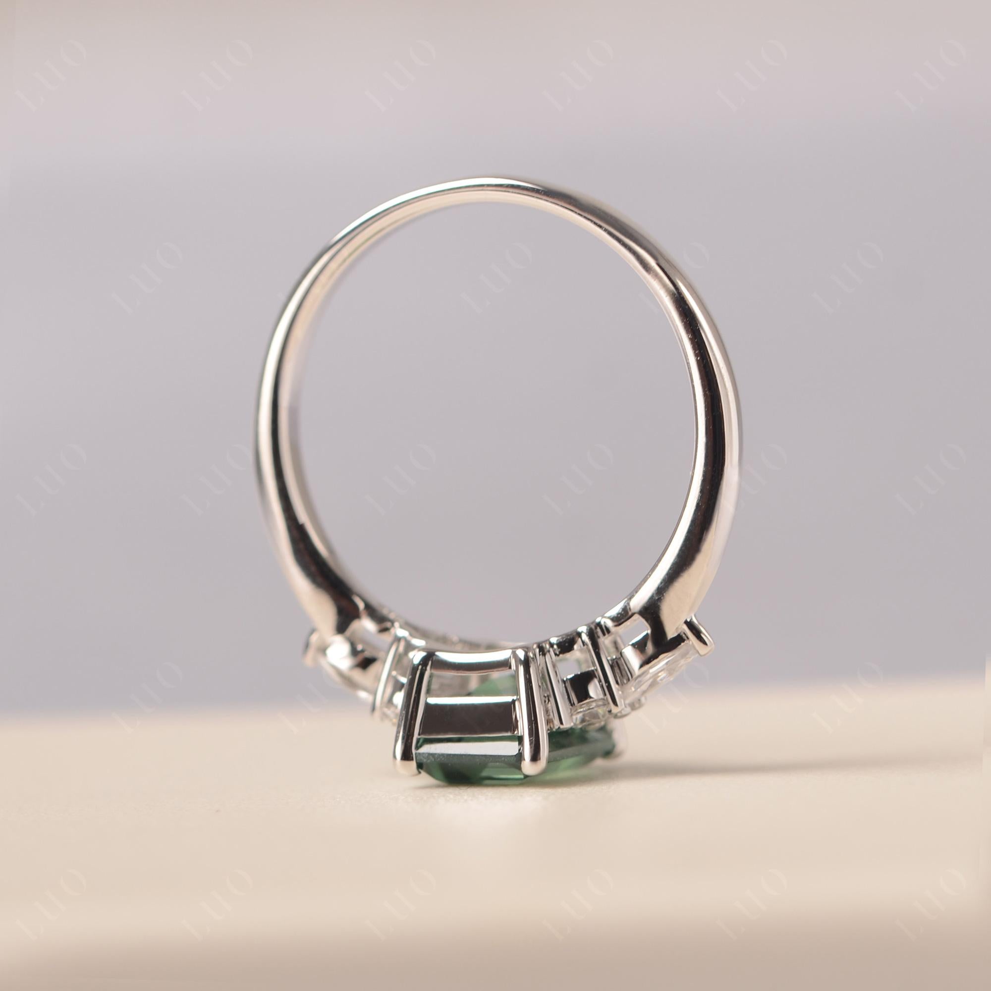 Simple Emerald Cut Green Sapphire Ring - LUO Jewelry
