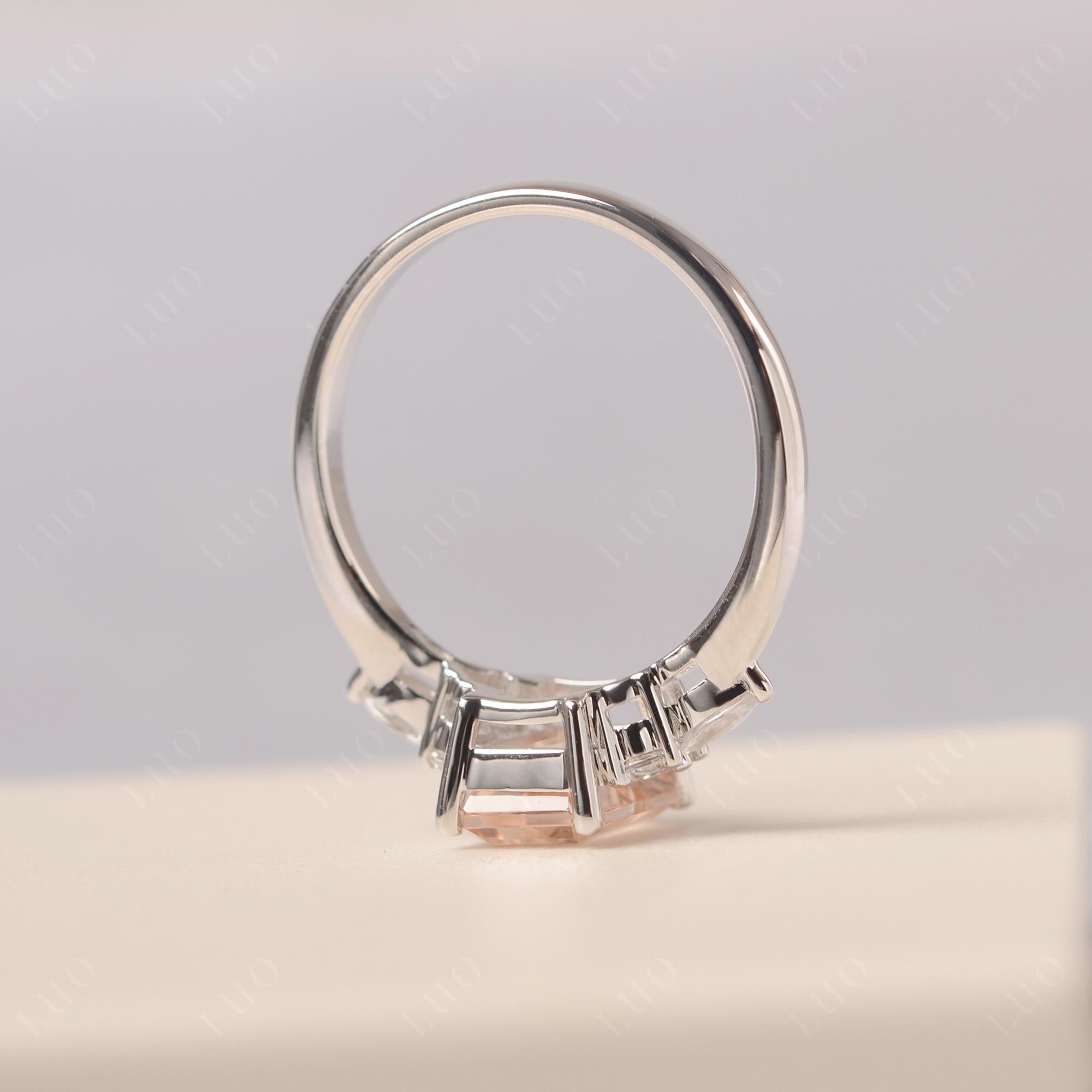 Simple Emerald Cut Morganite Ring - LUO Jewelry