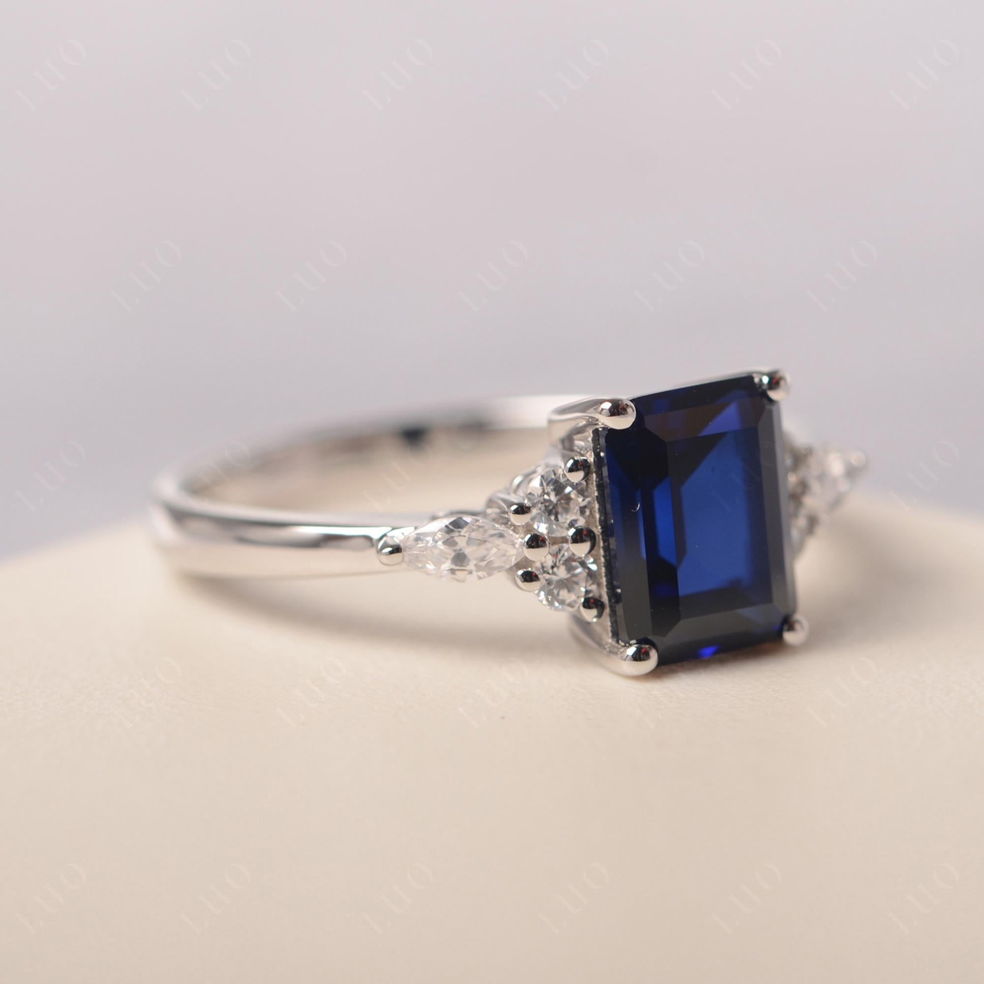 Simple Emerald Cut Sapphire Ring - LUO Jewelry