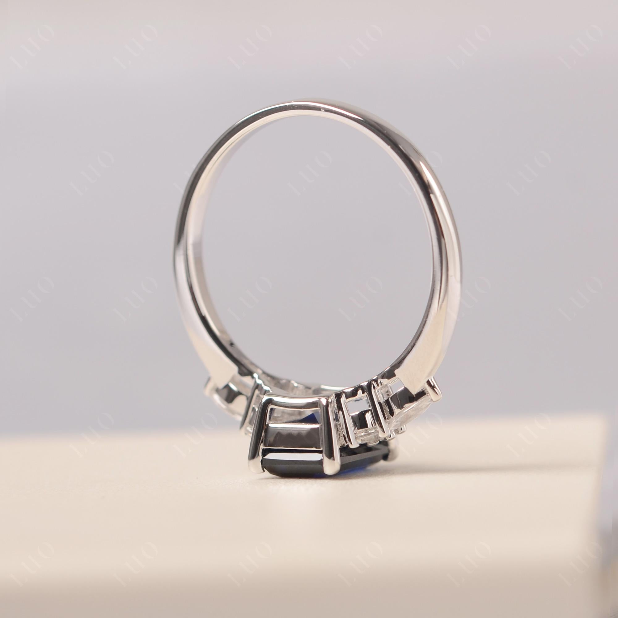 Simple Emerald Cut Sapphire Ring - LUO Jewelry