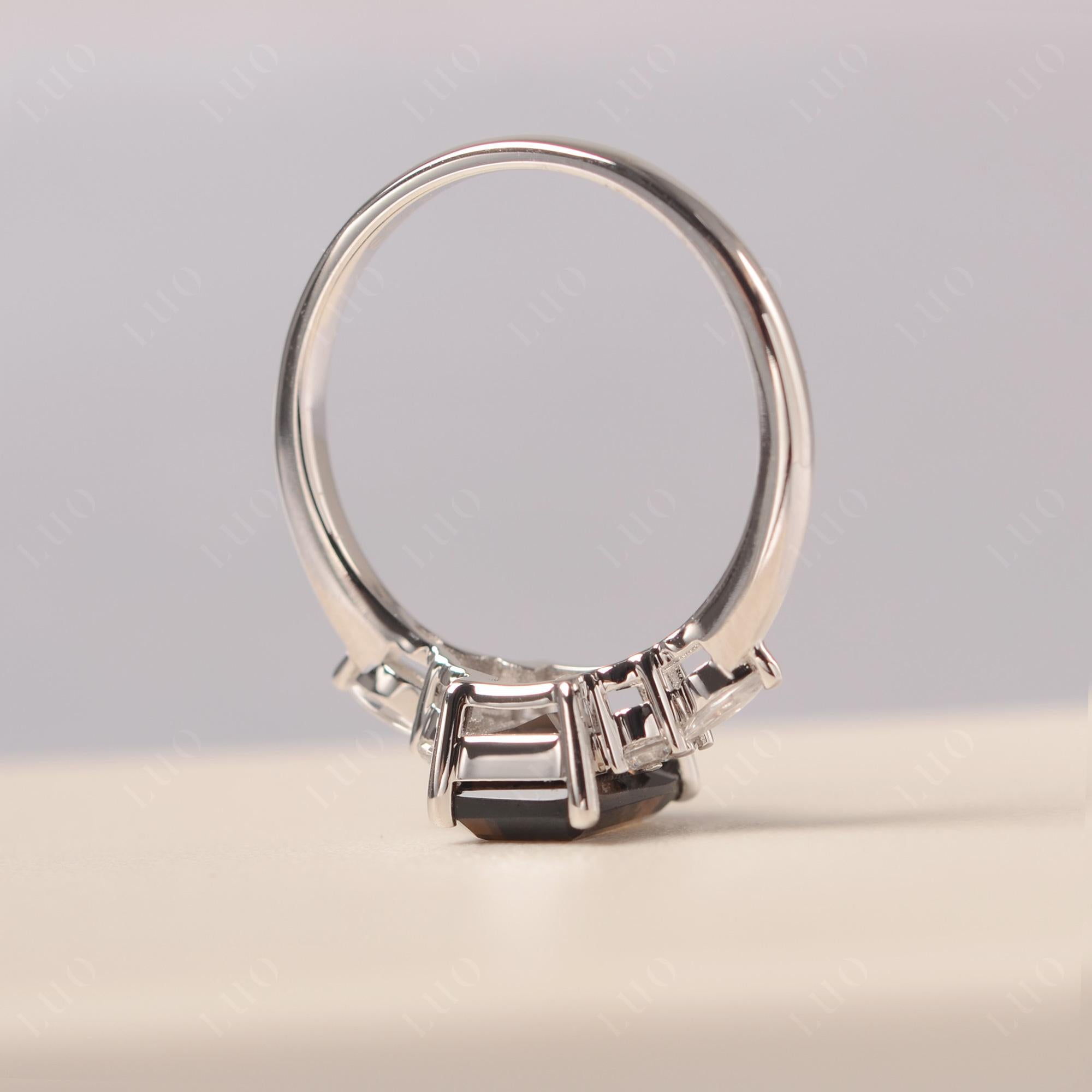 Simple Emerald Cut Smoky Quartz Ring - LUO Jewelry