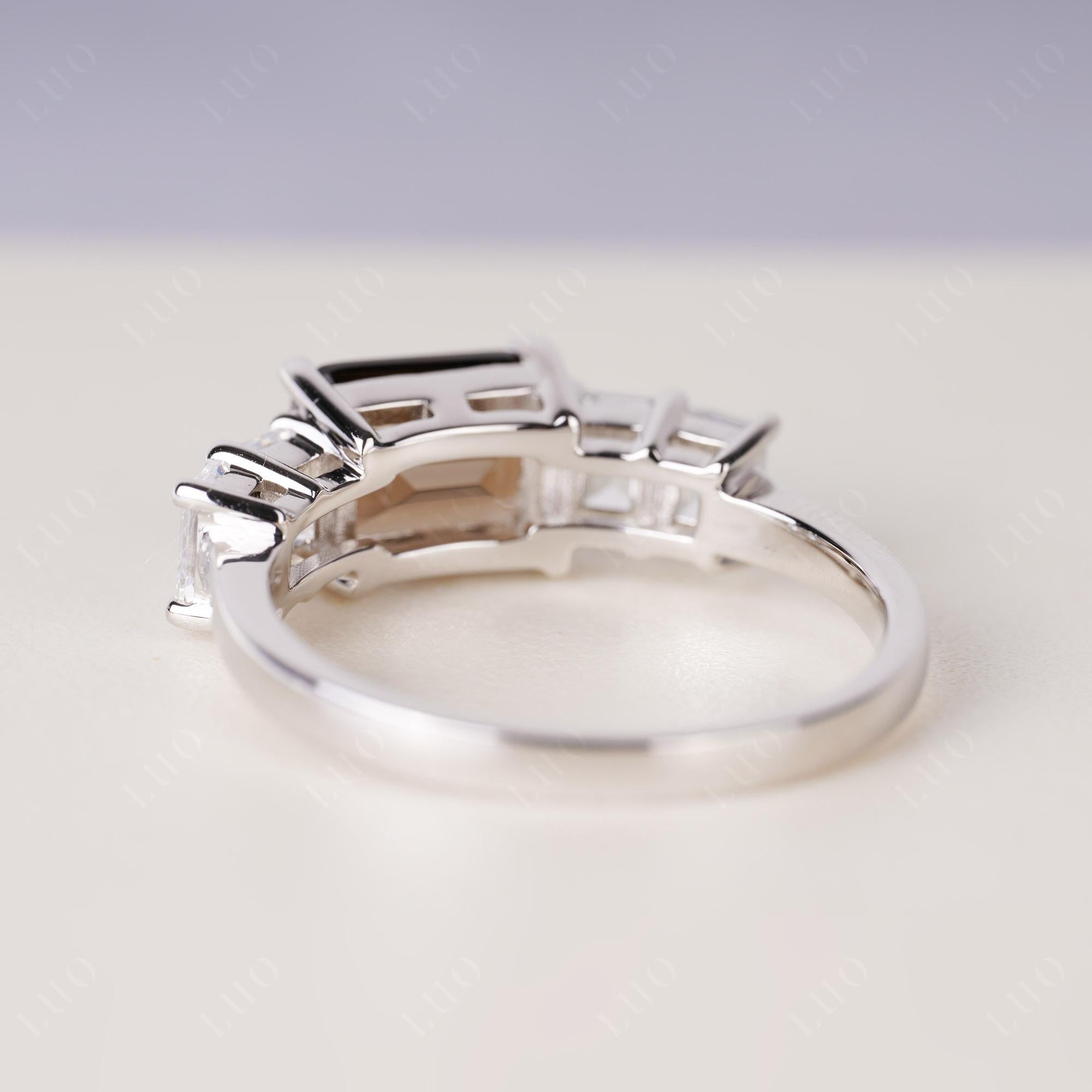 East West Emerald Cut Smoky Quartz Ring | LUO Jewelry