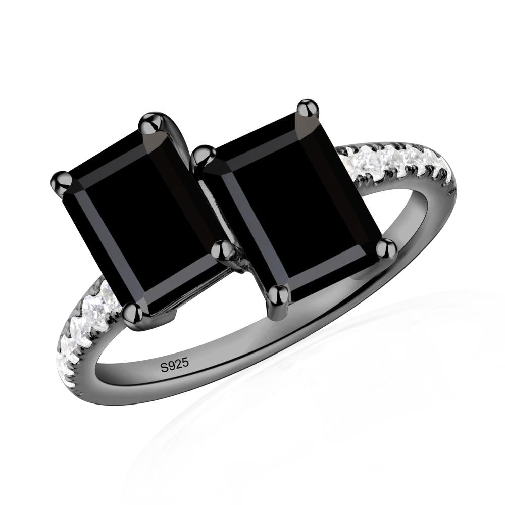Black Spinel Toi Et Moi Ring | LUO Jewelry #metal_black finish sterling silver
