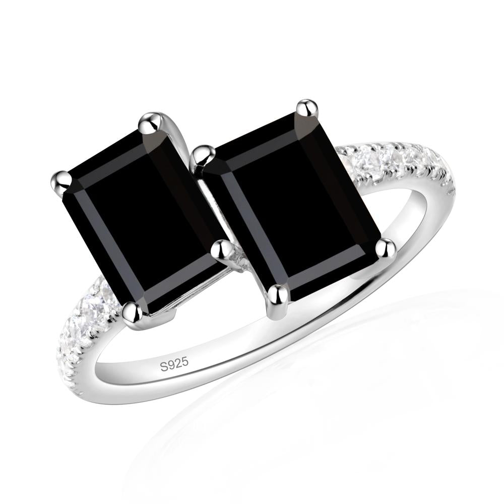 Black Spinel Toi Et Moi Ring | LUO Jewelry #metal_sterling silver