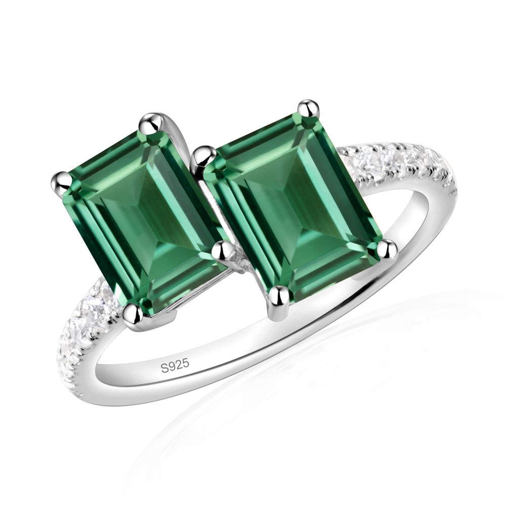 Emerald Cut Green Sapphire Toi Et Moi Ring | LUO Jewelry #metal_sterling silver