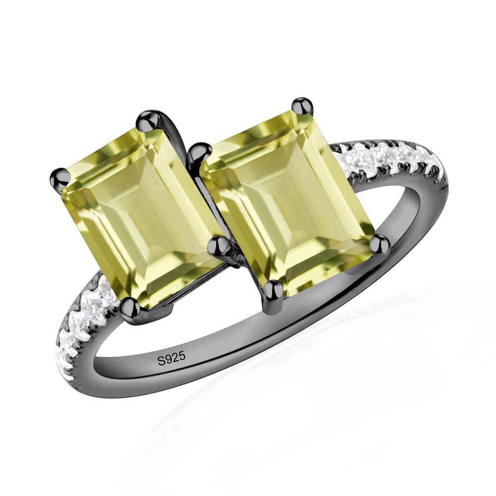 Lemon Quartz Toi Et Moi Ring | LUO Jewelry #metal_black finish sterling silver