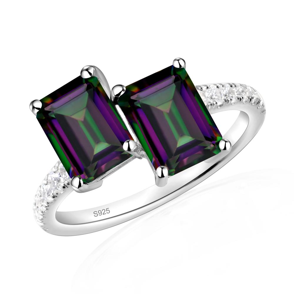 Emerald Cut Mystic Topaz Toi Et Moi Ring | LUO Jewelry #metal_sterling silver