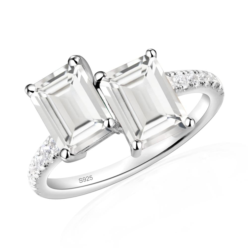 Emerald Cut White Topaz Toi Et Moi Ring | LUO Jewelry #metal_sterling silver