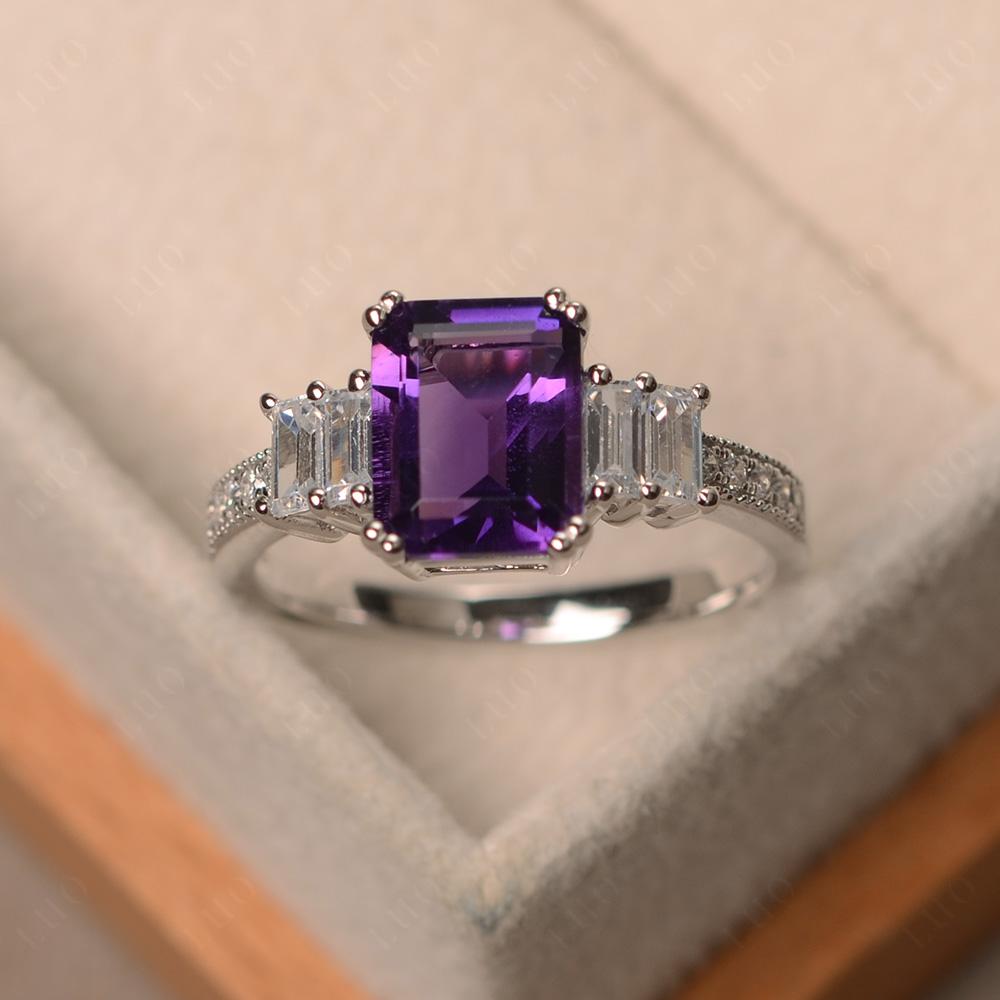 Amethyst Double Prong Engagement Ring - LUO Jewelry