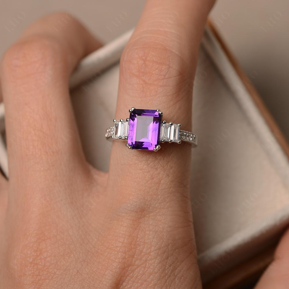 Amethyst Double Prong Engagement Ring - LUO Jewelry