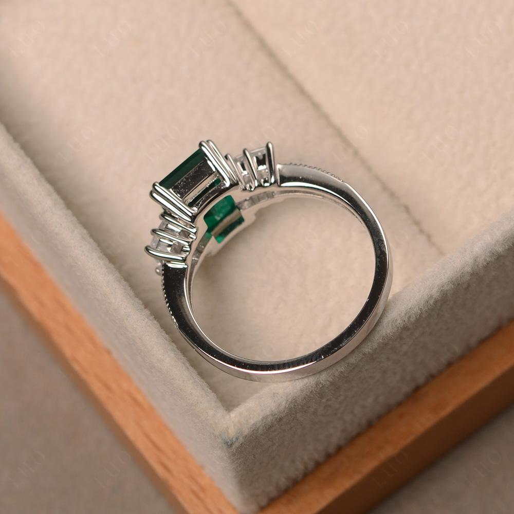 Emerald Double Prong Engagement Ring - LUO Jewelry