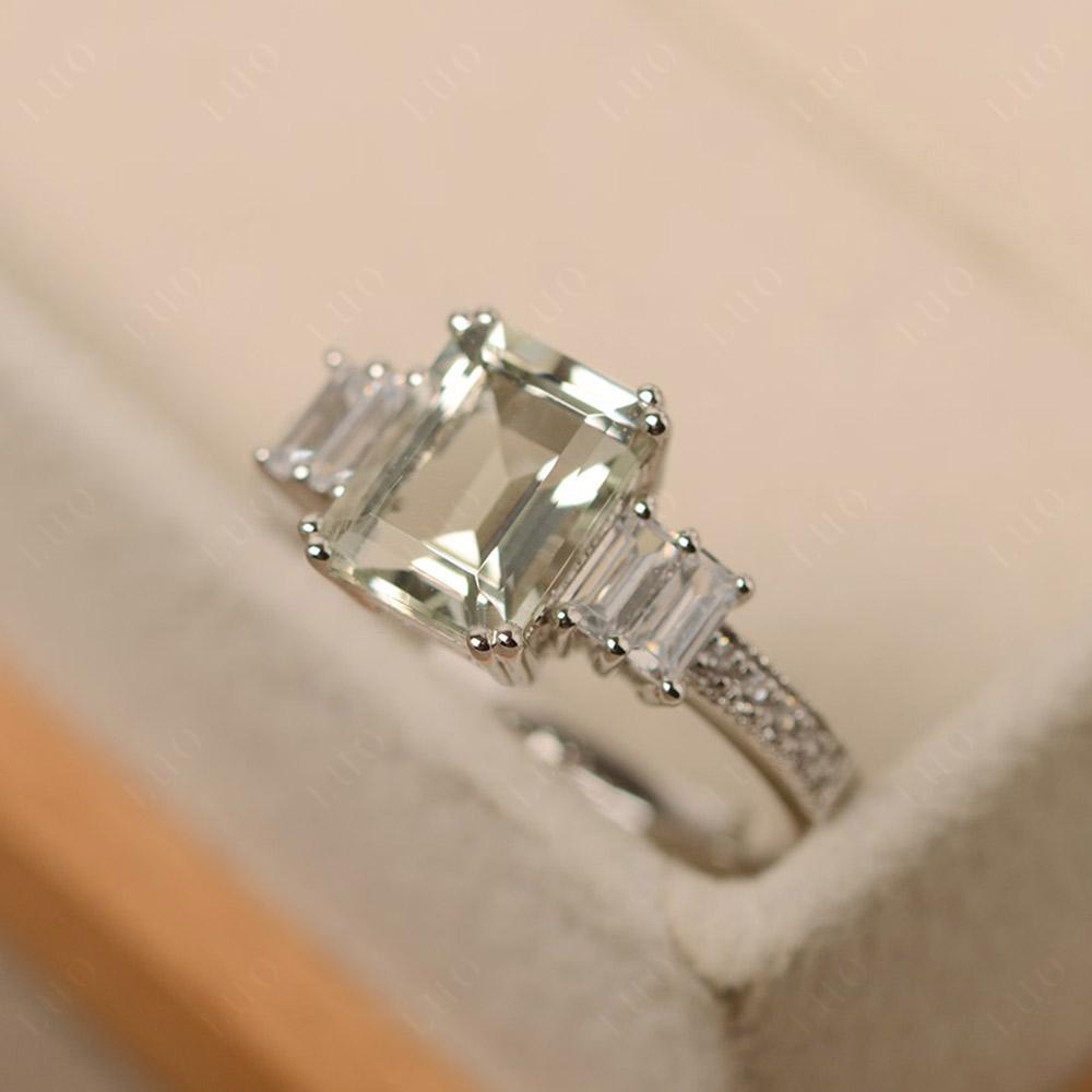 Green Amethyst Double Prong Engagement Ring - LUO Jewelry
