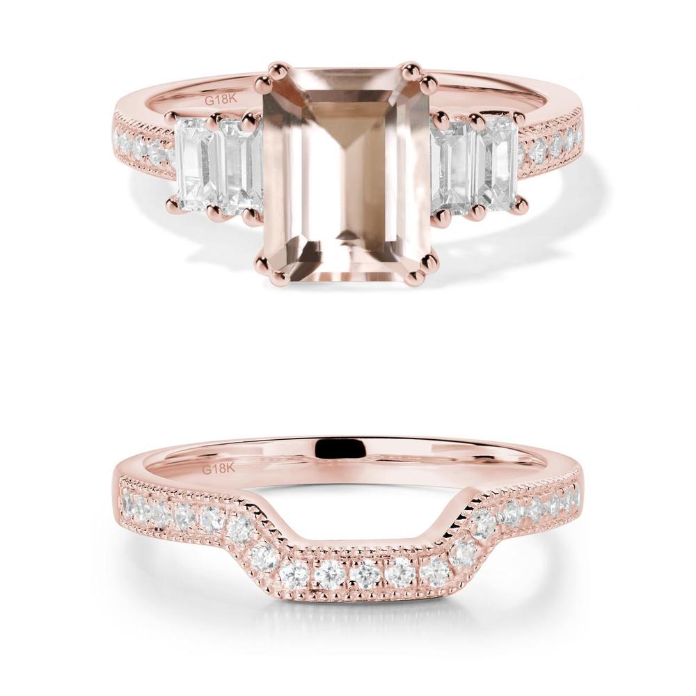 Emerald Cut Morganite Milgrain Ring - LUO Jewelry #metal_xxxxx
