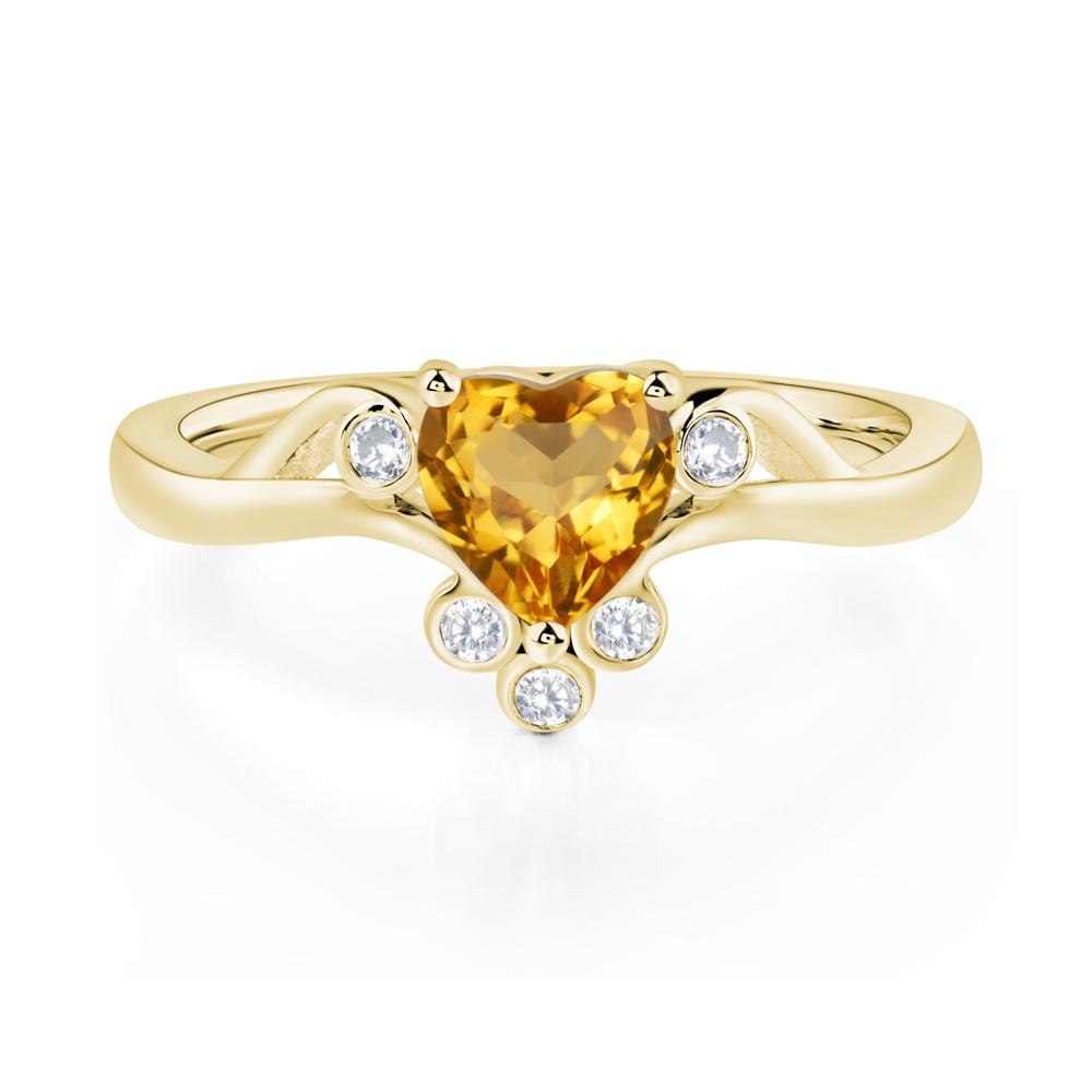 Heart Shaped Citrine Wave Ring - LUO Jewelry #metal_18k yellow gold